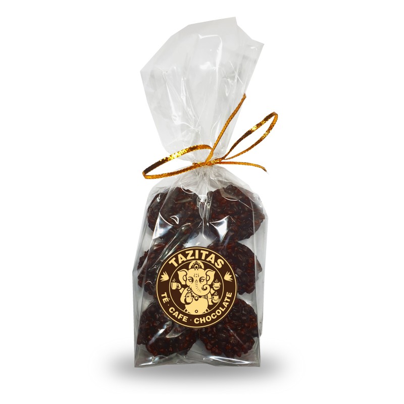 Rocas crunch chocolate negro con naranja Tazitas